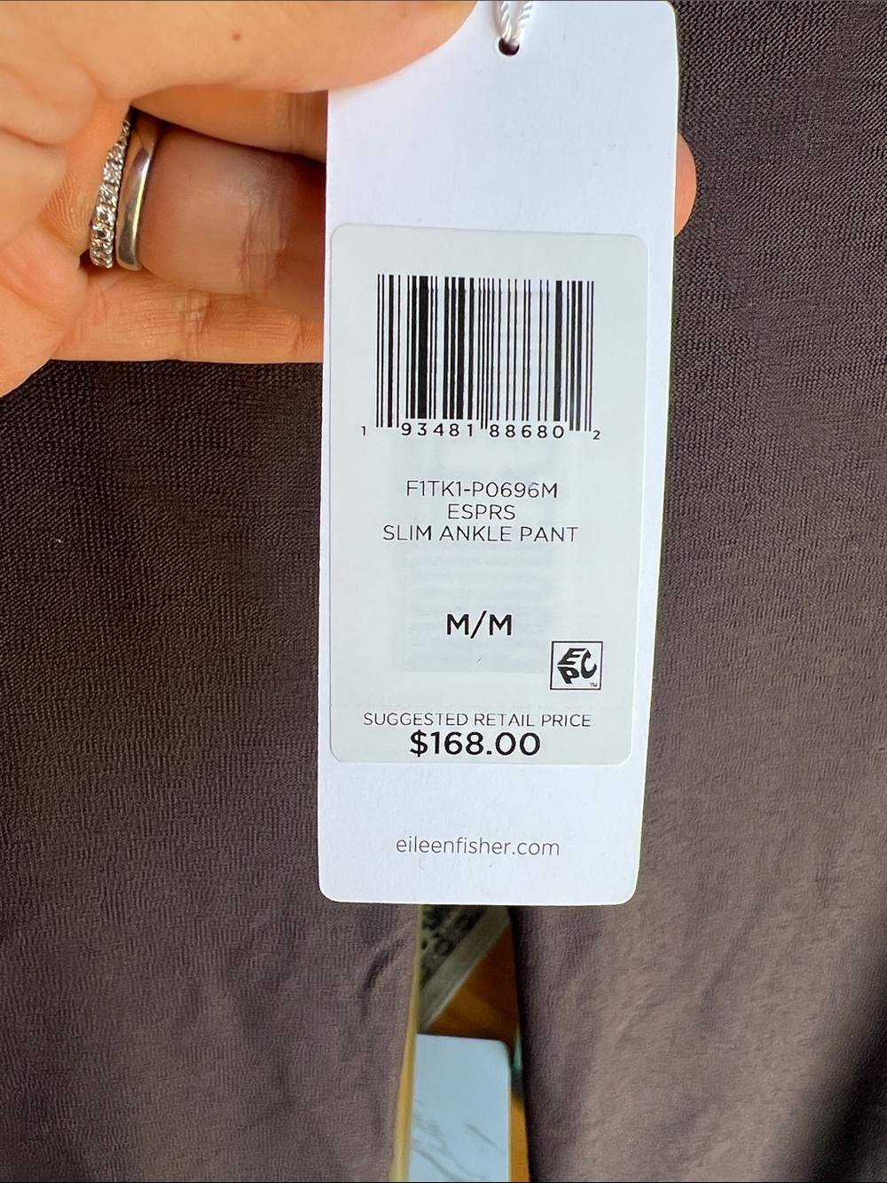 Eileen Fisher Slim Ankle Pant in Deep Brown🫶🏼 size Medium - Picture 2 of 6